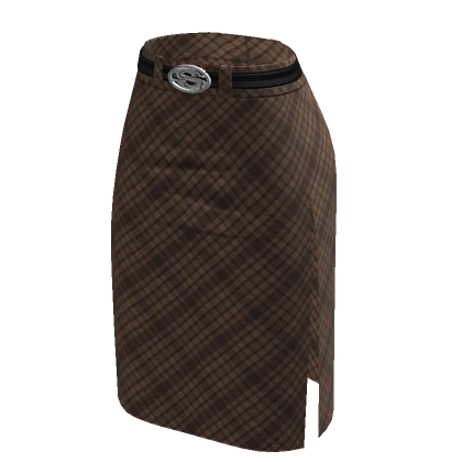 ☆ Brown Tartan Plaid Pencil Midi Skirt