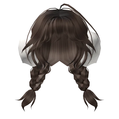 🍀Braided Pigtails w Earmuffs (Brown)