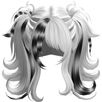 fluffy white & black racoon big pigtails