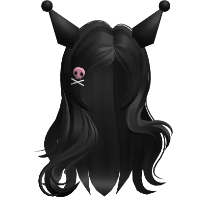 Kuromi Elegant Sweet Waves Black Hair w/ Clip ♡