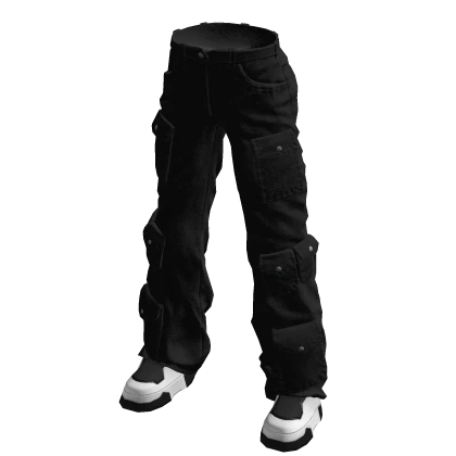 Cargo Pants Black Urban Baggy Cargos Canvas Y2K