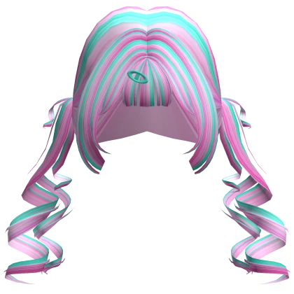 Cute Pink whit sky blue Pigitals Curly