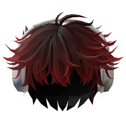 🍀Messy Boy Hair w Headphones(RedBlack)