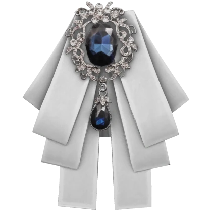 White Jabot Neck Decoration Blue Gem [1.0]