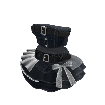 🍀Y2K Denim Top & Skirt Outfit (Dark Blue)