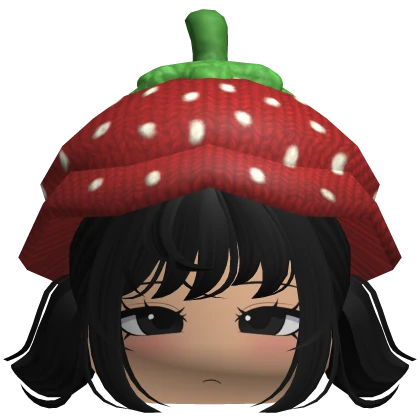 Cute Kawaii Anime Girl Pigtails w Strawberry Hat 