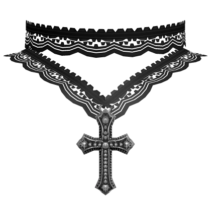 gothic lace cross necklace 3.0 black