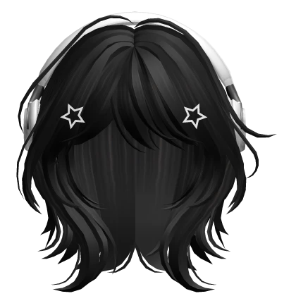 Black2 Short Wolf Cut Hair with Headphones