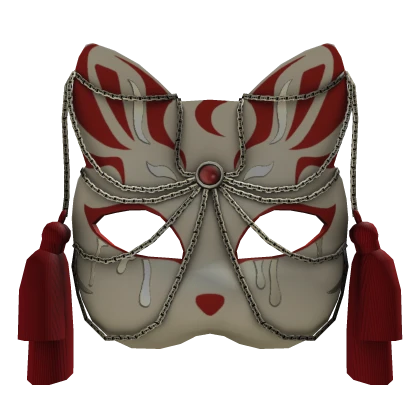Chained Kitsune Mask in Red