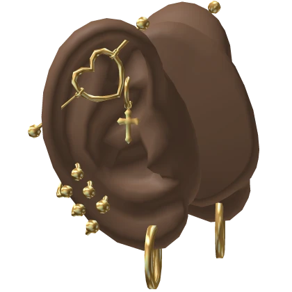 Ears w Gold Piercings Set 4