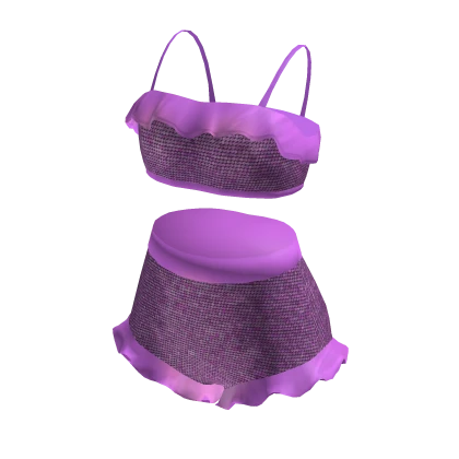 Purple Charming Sequin Ruffled Swimsuit