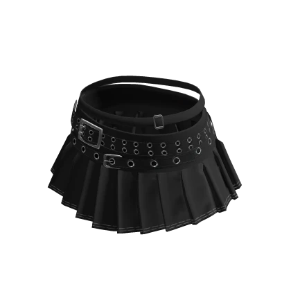 💗Y2K PLEATED BUCKLE BELT SKIRT_BLACK