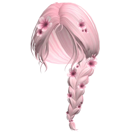 Messy Braided Ponytail w/ Sakura Flowers (Pink)