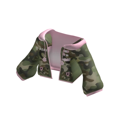 cute camo kitty neet off shoulder jacket