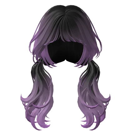 🍀Messy Low Pigtails (Black/Purple)