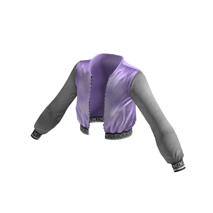 Crop Satin Varsity Jacket - Purple