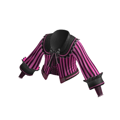 Pink & Black Stripes Crop Top w/ Ruffles & Bow