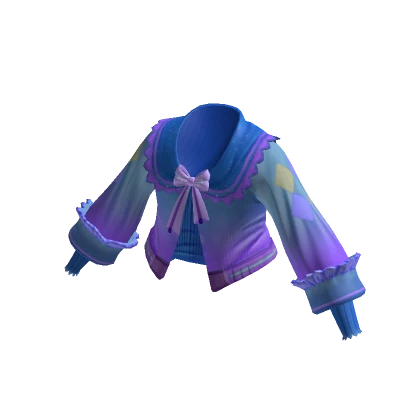 Blue & Purple Crop Top w/ Ruffles & Bow