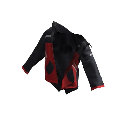 Off-Shoulder Rain Coat (Black & Red)