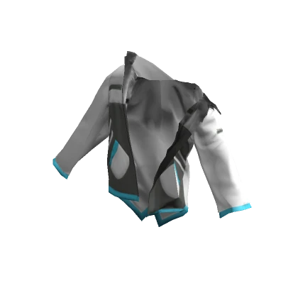 Off-Shoulder Rain Coat (White & Cyan) 