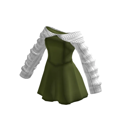 Green Off Shoulder Knitted Princess Dress