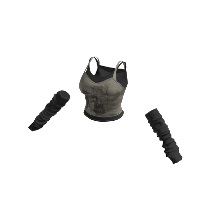 🍀 Y2K Cute Top w Armwarmers(Beige)