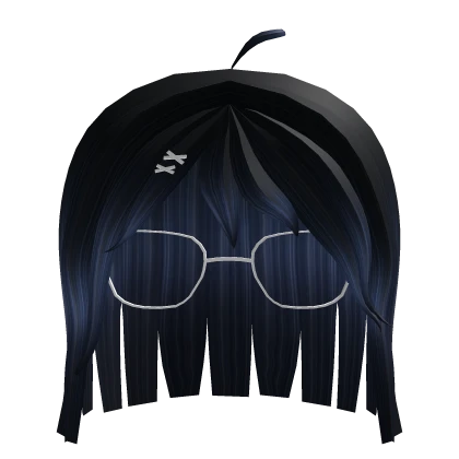 ♡ Dark blue cute short student girl hair w glasses