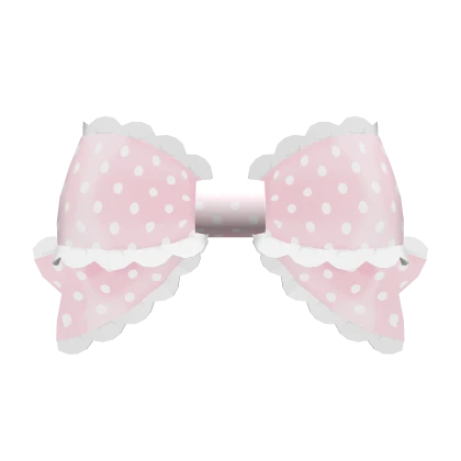 ♡ : kawaii pink polka dot front head bow