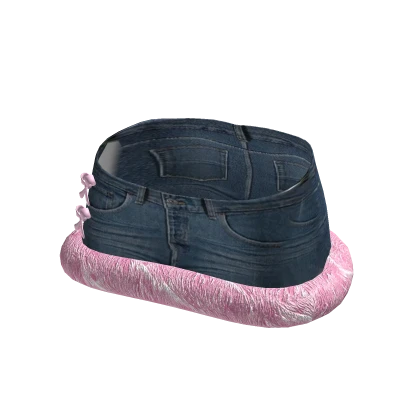 ☆ Gyaru Denim Pink Fur mini skirt with bows