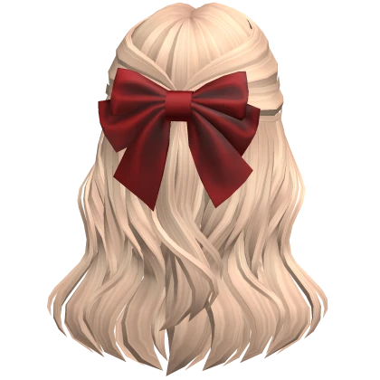 Soft Flowy Half up Hair w/ Christmas Bow (Blonde)