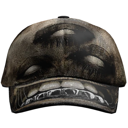 leather "3 eye monster" printed cap