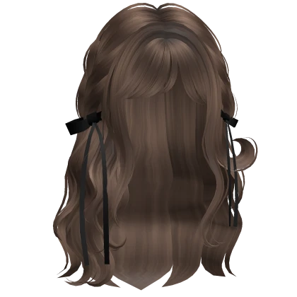 ♡ Wispy Loose Braided Hair w/ Black Bows (Brown)