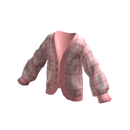 Oversized Cardigan Pastel Pink Plaid