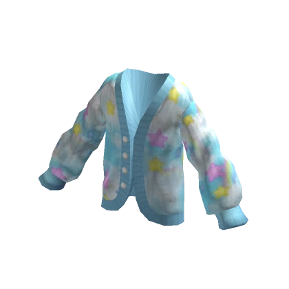 Oversized Cardigan Kawaii Rainbow Cloud Blue