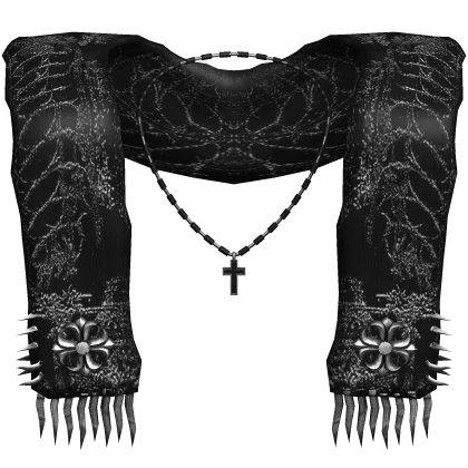 Black Sigil Vintage Ratty Worn Scarf w/ Rosary
