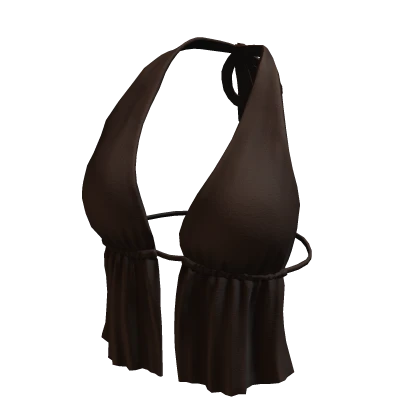 Hem Halter Neck Top Brown Y2K Baddie Tee Shirt