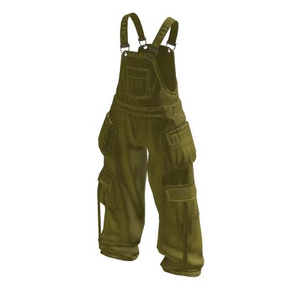 Baggy Oversized Denim Overalls in Yellow