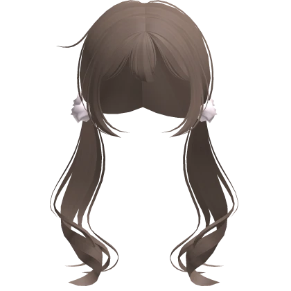 ♡ Light Brown Simple School Girl Anime Pigtails