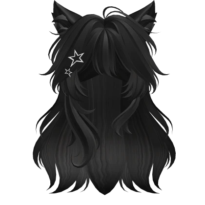 Super Fluffy Loose Cat Ears Hairstyle (Black V2)