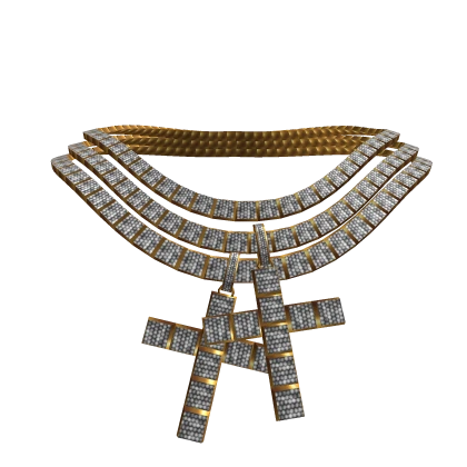 4.0 stacked cross tennis chains w gold iced out