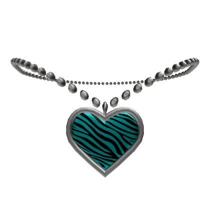 Y2k Scene McBling Cyan Zebra Heart Necklace 1.0