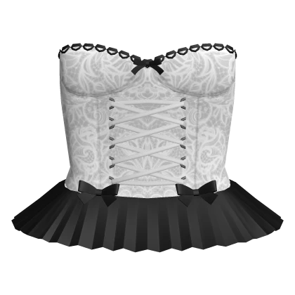 lace up pleated mini dress 3.0 / black & white