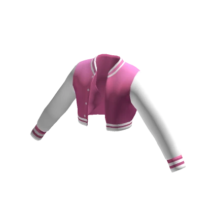 Cute Varsity Crop Top Jacket - Bubblegum Pink