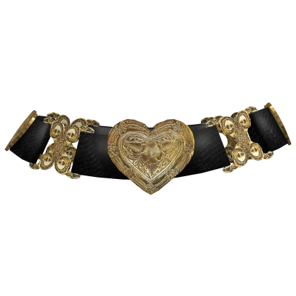 Black Vintage Chunky Gold Heart Belt