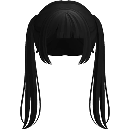 ♡ : pretty long thin black pigtails