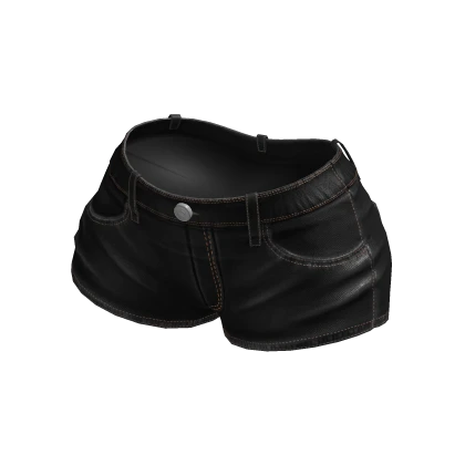 Low Waist Denim Shorts - Black