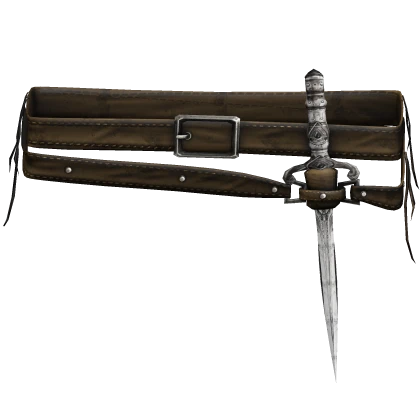 Vintage Silver Sword Leather Belt Brown