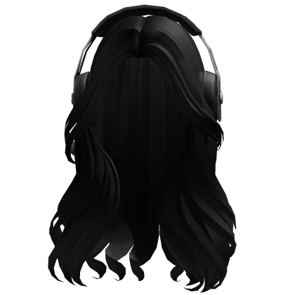 Curly Stylish Model Girl Hair w Headphones