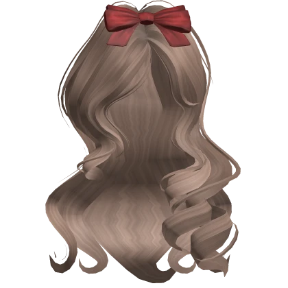 ♡ christmas coquette milktea curls hair red bow 