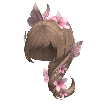 Kawaii Ponytail w/ Butterfly and Flowers